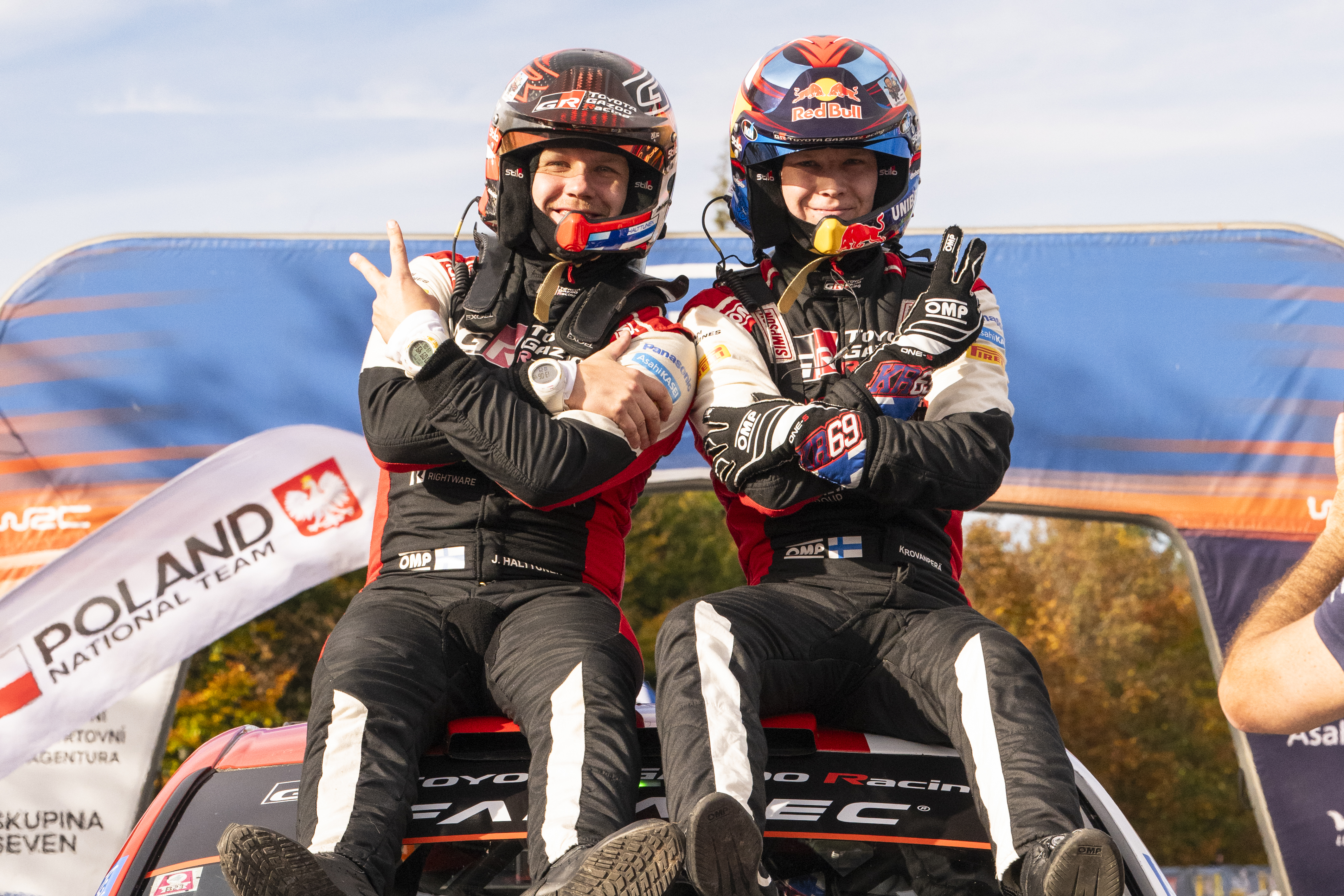 2023 WRC - Central European Rally - 2023 champions Kalle Rovanperä and Jonne Halttunen, Toyota Gazoo Racing WRT 2023 WRC - Central European Rally - 2023 champions Kalle Rovanperä and Jonne Halttunen, Toyota Gazoo Racing WRT
