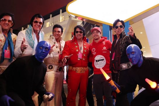 Charles Leclerc (MON) Ferrari with Elvis impersonators.
15.11.2023. Formula 1 World Championship, Rd 22, Las Vegas Grand Prix, Las Vegas, Nevada, USA, Preparation Day.
- www.xpbimages.com, EMail: requests@xpbimages.com © Copyright: Bearne / XPB Images