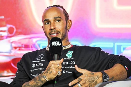Lewis Hamilton (GBR) Mercedes AMG F1 in the FIA Press Conference.
15.11.2023. Formula 1 World Championship, Rd 22, Las Vegas Grand Prix, Las Vegas, Nevada, USA, Preparation Day.
- www.xpbimages.com, EMail: requests@xpbimages.com © Copyright: XPB Images