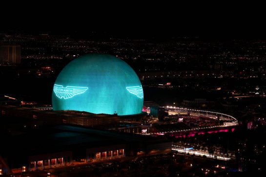 Circuit atmosphere - Aston Martin on the Sphere.
16.11.2023. Formula 1 World Championship, Rd 22, Las Vegas Grand Prix, Las Vegas, Nevada, USA, Practice Day.
- www.xpbimages.com, EMail: requests@xpbimages.com © Copyright: Moy / XPB Images