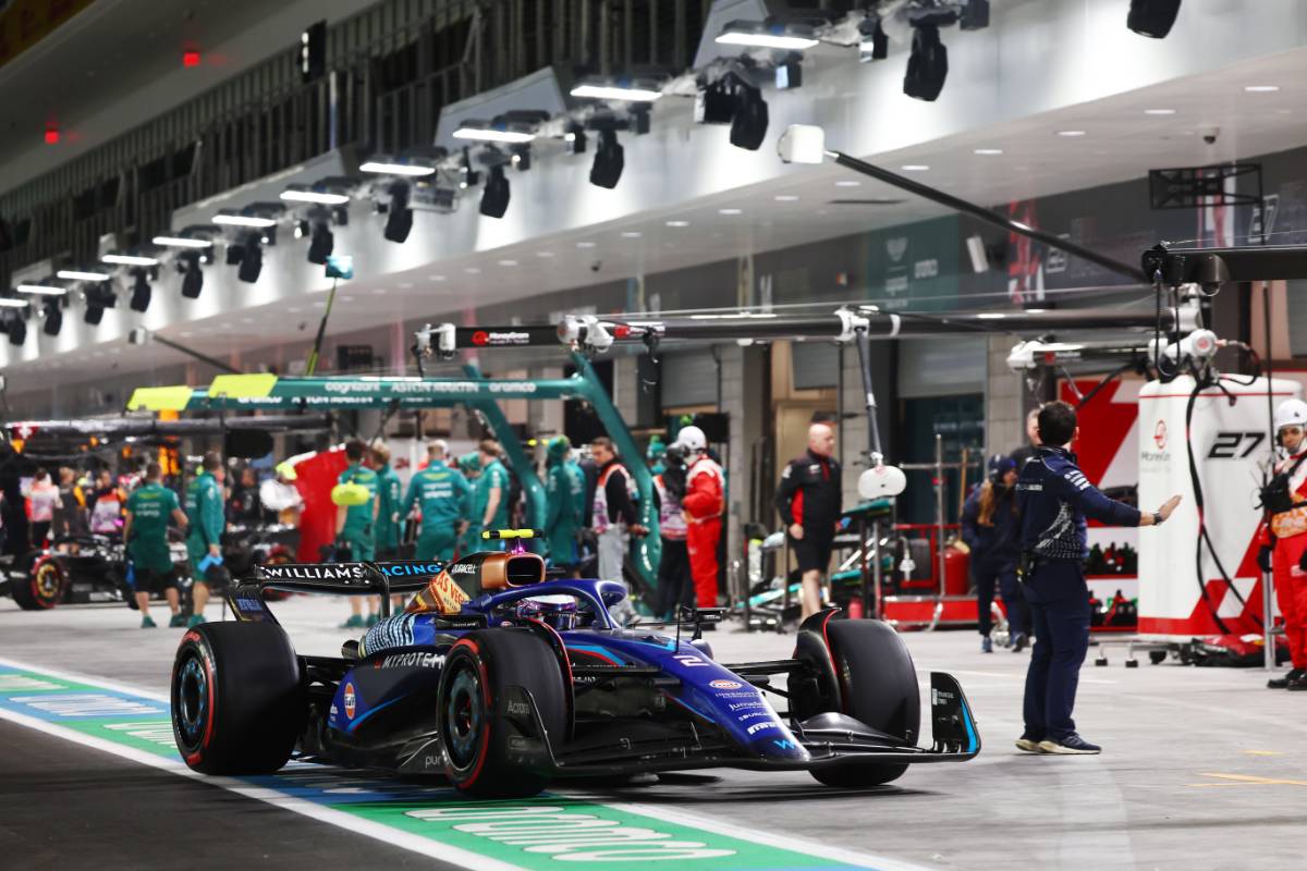 Logan Sargeant (USA) Williams Racing FW45 leaves the pits.
16.11.2023. Formula 1 World Championship, Rd 22, Las Vegas Grand Prix, Las Vegas, Nevada, USA, Practice Day.
- www.xpbimages.com, EMail: requests@xpbimages.com &copy; Copyright: Batchelor / XPB Images