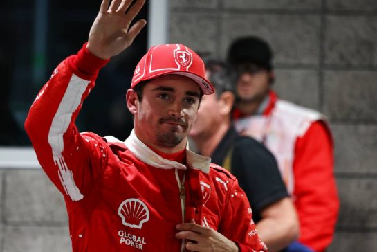 Charles Leclerc (MON) Ferrari celebrates his pole position in qualifying parc ferme.
17.11.2023. Formula 1 World Championship, Rd 22, Las Vegas Grand Prix, Las Vegas, Nevada, USA, Qualifying Day.
- www.xpbimages.com, EMail: requests@xpbimages.com © Copyright: Moy / XPB Images