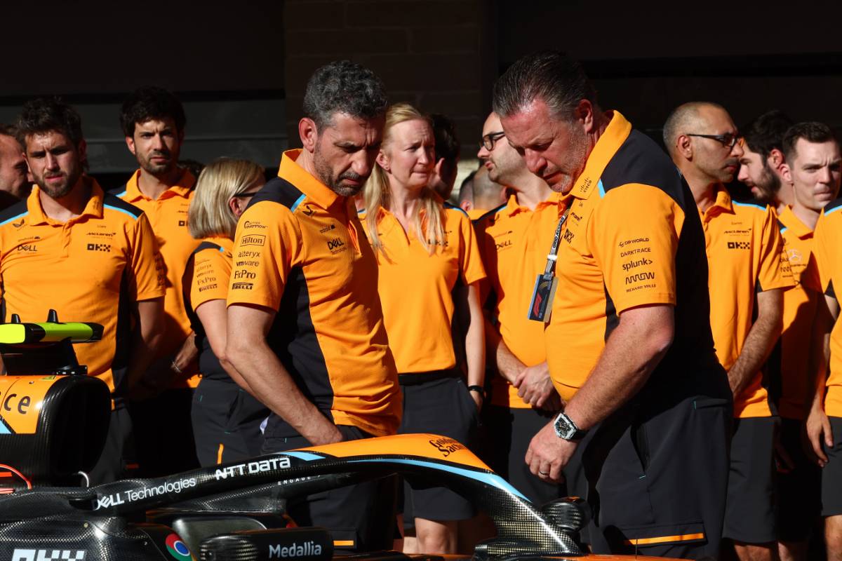 (L to R): Andrea Stella (ITA) McLaren Team Principal with Zak Brown (USA) McLaren Executive Director. 19.10.2023. Formula 1 World Championship, Rd 19, United States Grand Prix, Austin, Texas, USA, Preparation Day. - www.xpbimages.com, EMail: requests@xpbimages.com &copy; Copyright: Batchelor / XPB Images