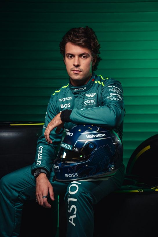 Imagery of Felipe Drugovich from the 2024 pre-season photoshoot.