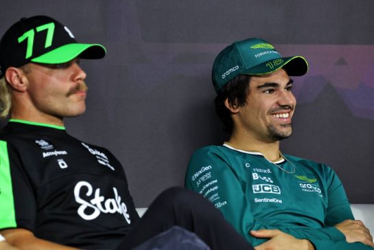 Lance Stroll (CDN) Aston Martin F1 Team (Right) and Valtteri Bottas (FIN) Sauber in the FIA Press Conference.
06.03.2024. Formula 1 World Championship, Rd 2, Saudi Arabian Grand Prix, Jeddah, Saudi Arabia, Preparation Day.
- www.xpbimages.com, EMail: requests@xpbimages.com © Copyright: Bearne / XPB Images