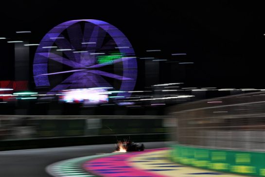 George Russell (GBR) Mercedes AMG F1 W15 sends sparks flying.
07.03.2024. Formula 1 World Championship, Rd 2, Saudi Arabian Grand Prix, Jeddah, Saudi Arabia, Practice Day.
- www.xpbimages.com, EMail: requests@xpbimages.com © Copyright: Charniaux / XPB Images