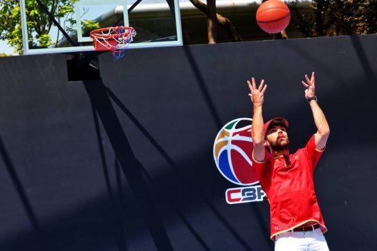 Pierre Gasly (FRA) Alpine F1 Team plays basketball in the paddock.
18.04.2024. Formula 1 World Championship, Rd 5, Chinese Grand Prix, Shanghai, China, Preparation Day.
- www.xpbimages.com, EMail: requests@xpbimages.com &copy; Copyright: Batchelor / XPB Images