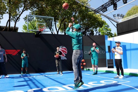 Fernando Alonso (ESP) Aston Martin F1 Team plays basketball in the paddock.
18.04.2024. Formula 1 World Championship, Rd 5, Chinese Grand Prix, Shanghai, China, Preparation Day.
- www.xpbimages.com, EMail: requests@xpbimages.com &copy; Copyright: Rew / XPB Images
