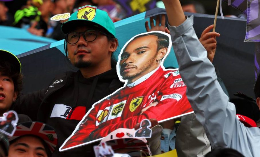 Circuit atmosphere - Lewis Hamilton (GBR) Mercedes AMG F1 fans in the grandstand. 21.04.2024. Formula 1 World Championship, Rd 5, Chinese Grand Prix, Shanghai, China, Race Day. - www.xpbimages.com, EMail: requests@xpbimages.com © Copyright: Coates / XPB Images
