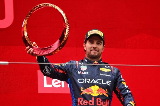 Sergio Perez (MEX) Red Bull Racing celebrates his third position on the podium.
21.04.2024. Formula 1 World Championship, Rd 5, Chinese Grand Prix, Shanghai, China, Race Day.
- www.xpbimages.com, EMail: requests@xpbimages.com © Copyright: Batchelor / XPB Images