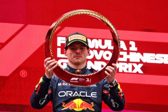 Race winner Max Verstappen (NLD) Red Bull Racing celebrates on the podium.
21.04.2024. Formula 1 World Championship, Rd 5, Chinese Grand Prix, Shanghai, China, Race Day.
- www.xpbimages.com, EMail: requests@xpbimages.com © Copyright: Batchelor / XPB Images