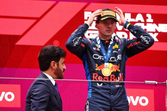 Race winner Max Verstappen (NLD) Red Bull Racing celebrates on the podium.
21.04.2024. Formula 1 World Championship, Rd 5, Chinese Grand Prix, Shanghai, China, Race Day.
- www.xpbimages.com, EMail: requests@xpbimages.com © Copyright: Batchelor / XPB Images