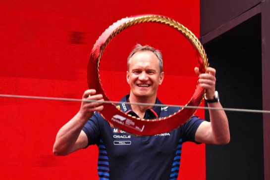 Paul Monaghan (GBR) Red Bull Racing Chief Engineer celebrates on the podium.
21.04.2024. Formula 1 World Championship, Rd 5, Chinese Grand Prix, Shanghai, China, Race Day.
- www.xpbimages.com, EMail: requests@xpbimages.com © Copyright: Batchelor / XPB Images