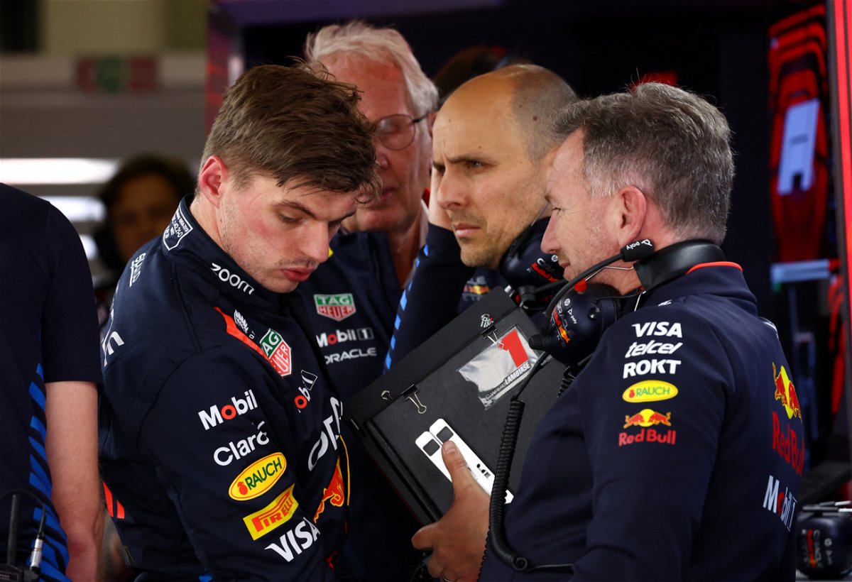 Max Verstappen, Gianpiero Lambiase, and Christian Horner