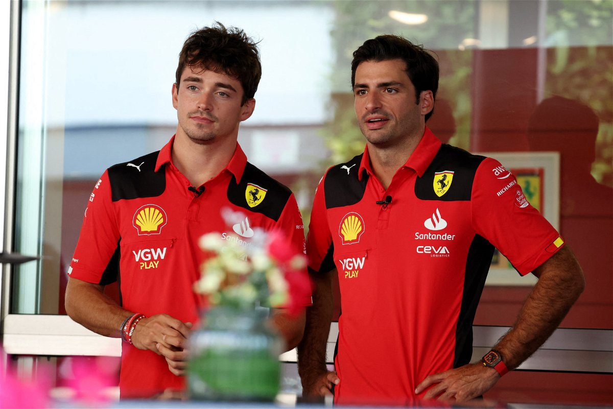 (L) Charles Leclerc and (R) Carlos Sainz
