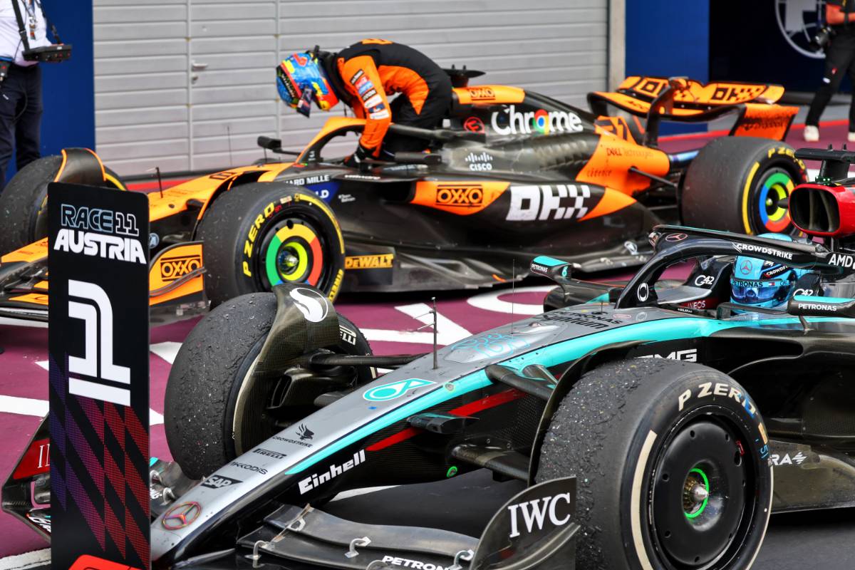 Race winner George Russell (GBR) Mercedes AMG F1 W15 in parc ferme. 30.06.2024. Formula 1 World Championship, Rd 11, Austrian Grand Prix, Spielberg, Austria, Race Day. - www.xpbimages.com, EMail: requests@xpbimages.com © Copyright: Batchelor / XPB Images