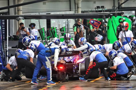 Yuki Tsunoda (JPN) RB VCARB 01 makes a pit stop.
03.11.2024. Formula 1 World Championship, Rd 21, Brazilian Grand Prix, Sao Paulo, Brazil, Race Day.
- www.xpbimages.com, EMail: requests@xpbimages.com &copy; Copyright: Batchelor / XPB Images