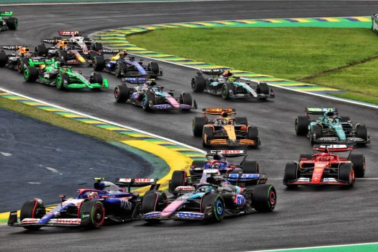 Yuki Tsunoda (JPN) RB VCARB 01 and Esteban Ocon (FRA) Alpine F1 Team A524 at the start of the race.
03.11.2024. Formula 1 World Championship, Rd 21, Brazilian Grand Prix, Sao Paulo, Brazil, Race Day.
- www.xpbimages.com, EMail: requests@xpbimages.com &copy; Copyright: Batchelor / XPB Images