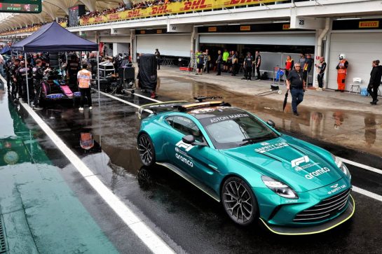 Esteban Ocon (FRA) Alpine F1 Team A524 behind the Aston Martin FIA Safety Car while the race is red flagged.
03.11.2024. Formula 1 World Championship, Rd 21, Brazilian Grand Prix, Sao Paulo, Brazil, Race Day.
- www.xpbimages.com, EMail: requests@xpbimages.com &copy; Copyright: Batchelor / XPB Images
