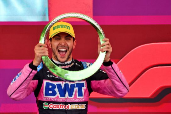 Pierre Gasly (FRA) Alpine F1 Team celebrates his third position on the podium.
03.11.2024. Formula 1 World Championship, Rd 21, Brazilian Grand Prix, Sao Paulo, Brazil, Race Day.
- www.xpbimages.com, EMail: requests@xpbimages.com &copy; Copyright: Batchelor / XPB Images