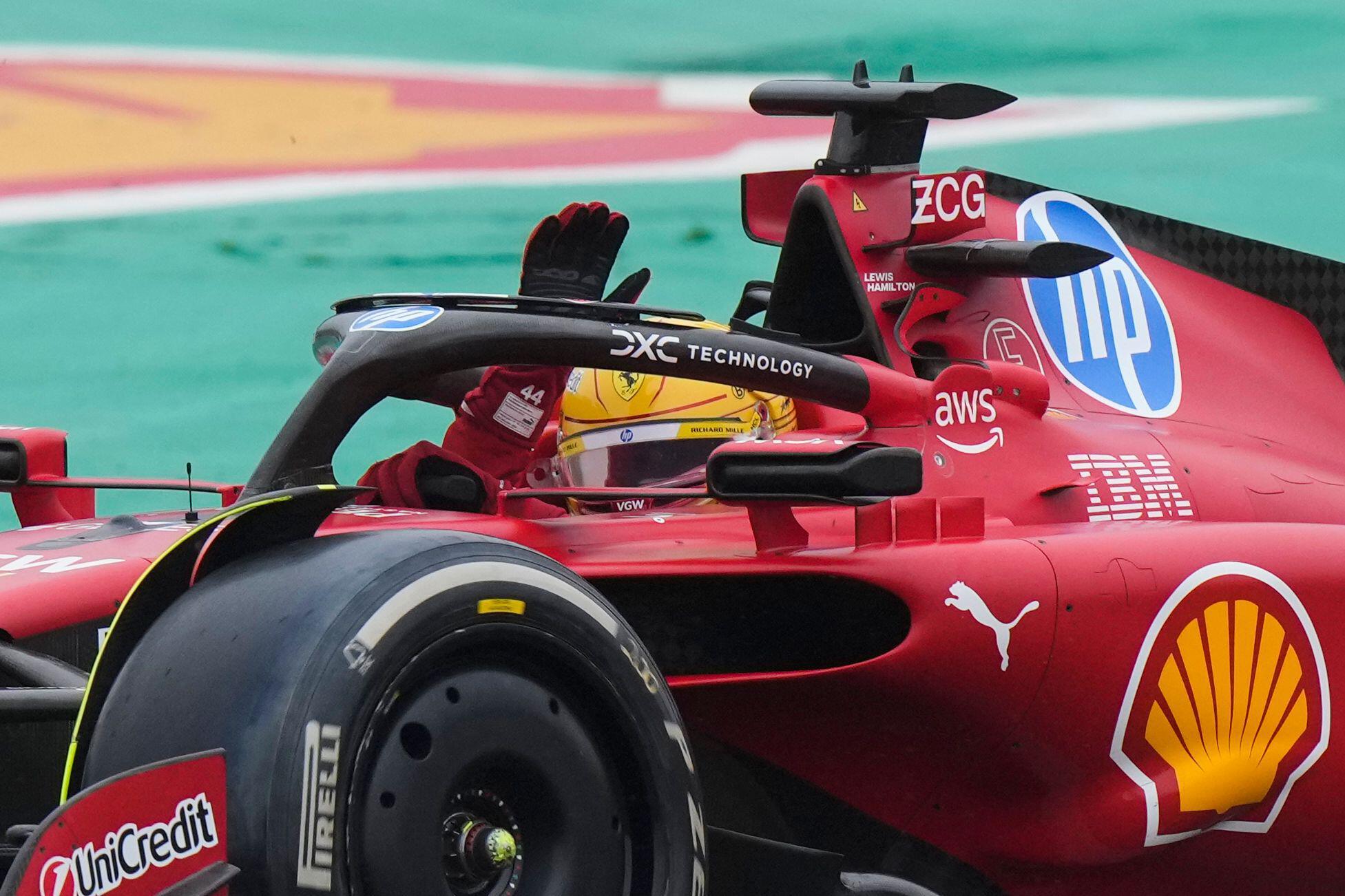 Hamilton in action with Ferrari as first images emerge