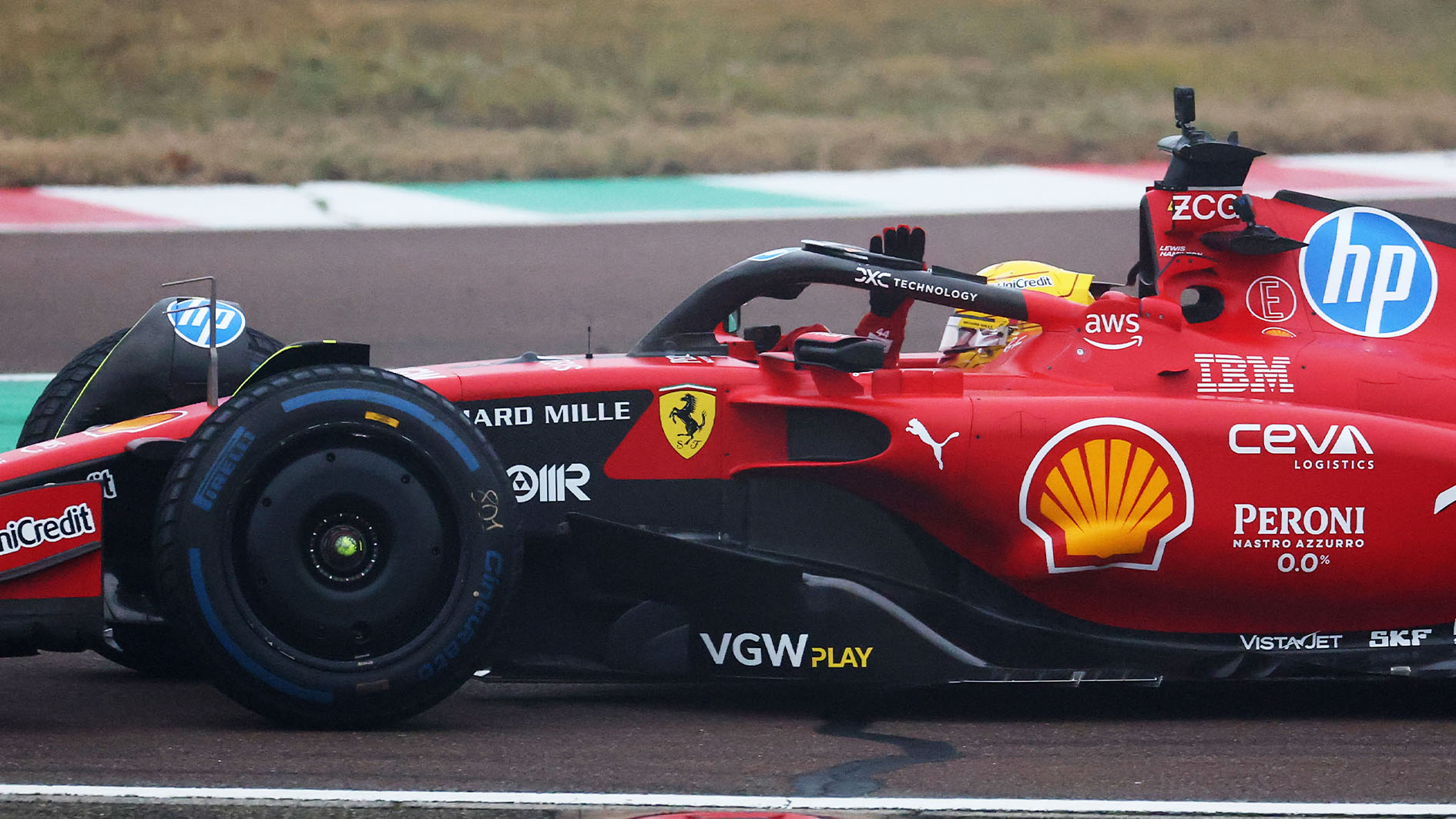 Hamilton’s first day of running with Ferrari in pictures
