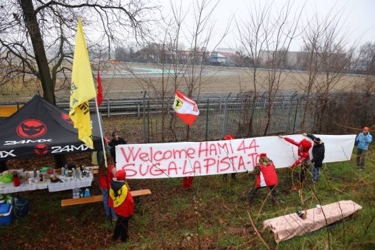 Ferrari and Lewis Hamilton (GBR) fans - Fiorano Modenese, Italy - www.xpbimages.com, EMail: requests@xpbimages.com &copy; Copyright:  XPB Images