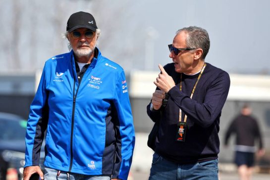 (L to R): Flavio Briatore (ITA) Alpine F1 Team Executive Advisor with Stefano Domenicali (ITA) Formula One President and CEO.
20.03.2025. Formula 1 World Championship, Rd 2, Chinese Grand Prix, Shanghai, China, Preparation Day.
- www.xpbimages.com, EMail: requests@xpbimages.com © Copyright: Moy / XPB Images