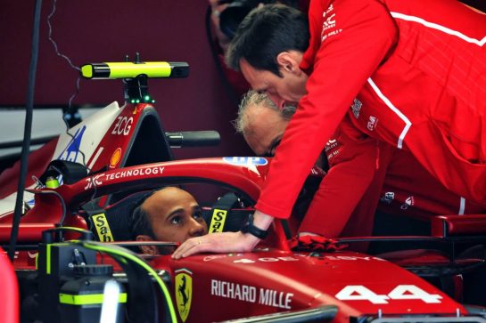 Lewis Hamilton (GBR) Ferrari SF-25 with Riccardo Adami (ITA) Ferrari Race Engineer.
20.03.2025. Formula 1 World Championship, Rd 2, Chinese Grand Prix, Shanghai, China, Preparation Day.
- www.xpbimages.com, EMail: requests@xpbimages.com © Copyright: Batchelor / XPB Images