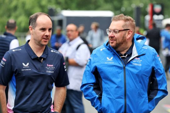 (L to R): Karel Loos (BEL) Alpine F1 Team Deputy Head of Trackside Engineering with Dave Greenwood (GBR) Alpine F1 Team Racing Director.
24.07.2025. Formula 1 World Championship, Rd 13, Belgian Grand Prix, Spa Francorchamps, Belgium, Preparation Day.
- www.xpbimages.com, EMail: requests@xpbimages.com © Copyright: Bearne / XPB Images