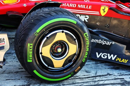 Ferrari SF-25 wheel rim.
04.09.2025. Formula 1 World Championship, Rd 16, Italian Grand Prix, Monza, Italy, Preparation Day.
- www.xpbimages.com, EMail: requests@xpbimages.com &copy; Copyright: Batchelor / XPB Images