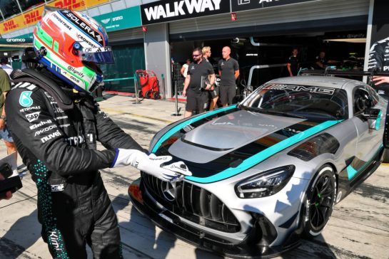 Andrea Kimi Antonelli (ITA) Mercedes AMG F1 with a Mercedes-AMG GT2 W16.
04.09.2025. Formula 1 World Championship, Rd 16, Italian Grand Prix, Monza, Italy, Preparation Day.
- www.xpbimages.com, EMail: requests@xpbimages.com &copy; Copyright: Batchelor / XPB Images