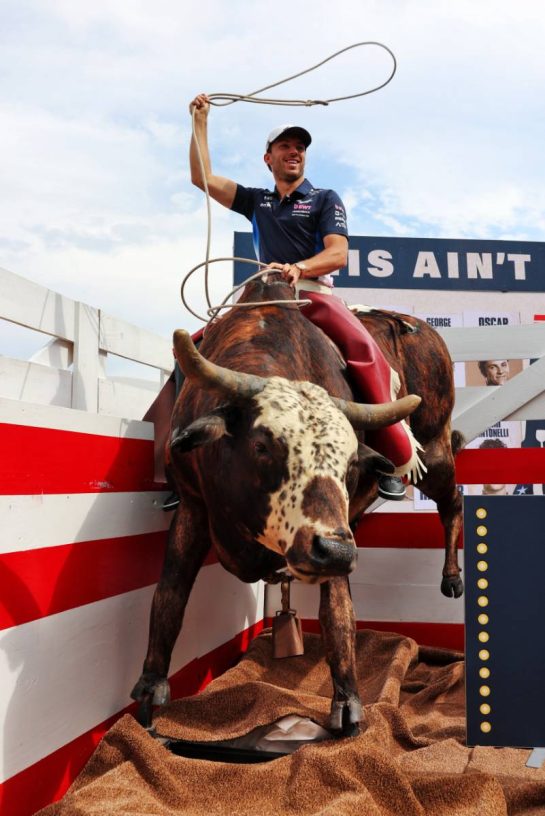 Pierre Gasly (FRA) Alpine F1 Team - Paddock Rodeo.
16.10.2025. Formula 1 World Championship, Rd 19, United States Grand Prix, Austin, Texas, USA, Preparation Day.
 - www.xpbimages.com, EMail: requests@xpbimages.com &copy; Copyright: Rew / XPB Images
