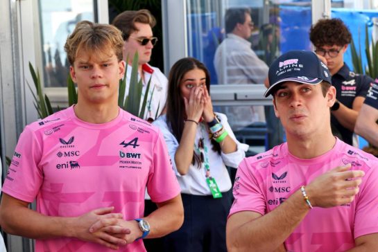 (L to R): Paul Aron (EST) Alpine F1 Team Reserve Driver with Franco Colapinto (ARG) Alpine F1 Team.
23.10.2025. Formula 1 World Championship, Rd 20, Mexican Grand Prix, Mexico City, Mexico, Preparation Day.
- www.xpbimages.com, EMail: requests@xpbimages.com © Copyright: Bearne / XPB Images