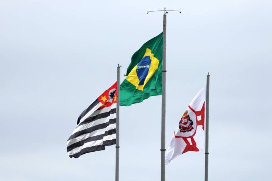 Circuit atmosphere - Brazilian flag.
06.11.2025. Formula 1 World Championship, Rd 21, Brazilian Grand Prix, Sao Paulo, Brazil, Preparation Day.
 - www.xpbimages.com, EMail: requests@xpbimages.com &copy; Copyright: Rew / XPB Images