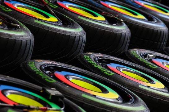 Pirelli tires  
06.11.2025. Formula 1 World Championship, Rd 21, Brazilian Grand Prix, Sao Paulo, Brazil, Preparation Day.
- www.xpbimages.com, EMail: requests@xpbimages.com &copy; Copyright: Charniaux / XPB Images