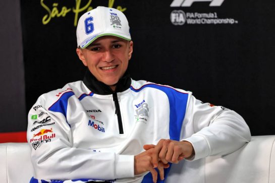 Isack Hadjar (FRA) Racing Bulls in the FIA Press Conference.
06.11.2025. Formula 1 World Championship, Rd 21, Brazilian Grand Prix, Sao Paulo, Brazil, Preparation Day.
- www.xpbimages.com, EMail: requests@xpbimages.com &copy; Copyright: Batchelor / XPB Images