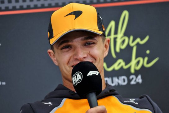 Lando Norris (GBR) McLaren in the FIA Press Conference.
04.12.2025. Formula 1 World Championship, Rd 24, Abu Dhabi Grand Prix, Yas Marina Circuit, Abu Dhabi, Preparation Day.
- www.xpbimages.com, EMail: requests@xpbimages.com &copy; Copyright: Bearne / XPB Images