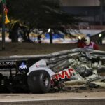 Five years on: Grosjean reunites with fiery Bahrain GP helmet