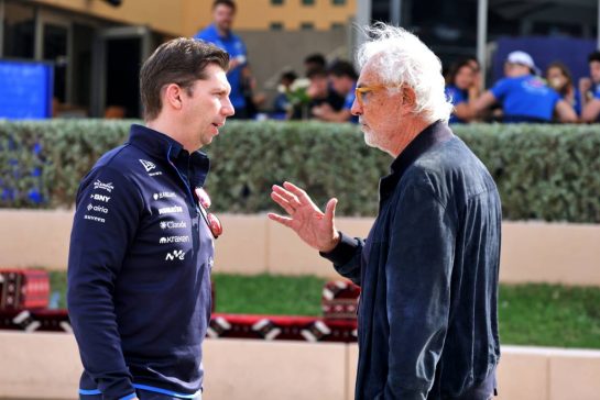 (L to R): James Vowles (GBR) Williams F1 Team, Team Principal with Flavio Briatore (ITA) Alpine F1 Team Executive Advisor.
12.02.2026. Formula 1 Testing, Bahrain Test One, Sakhir, Bahrain, Day Two.
- www.xpbimages.com, EMail: requests@xpbimages.com &copy; Copyright: Moy / XPB Images
