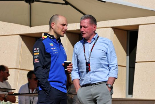 (L to R): Gianpiero Lambiase (ITA) Red Bull Racing Head of Race Engineering with Jos Verstappen (NLD).
18.02.2026. Formula 1 Testing, Bahrain Test Two, Sakhir, Bahrain, Day One.
- www.xpbimages.com, EMail: requests@xpbimages.com &copy; Copyright: Moy / XPB Images