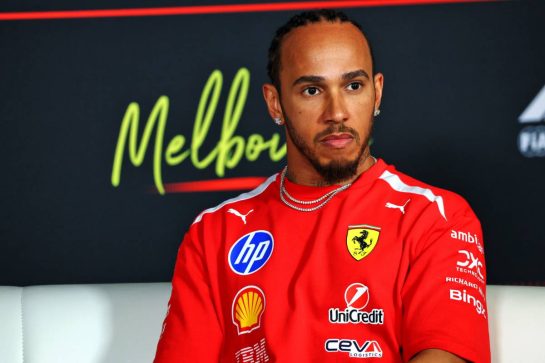 Lewis Hamilton (GBR) Scuderia Ferrari in the FIA Press Conference.
05.03.2026. Formula 1 World Championship, Rd 1, Australian Grand Prix, Albert Park, Melbourne, Australia, Preparation Day.
- www.xpbimages.com, EMail: requests@xpbimages.com &copy; Copyright: Bearne / XPB Images