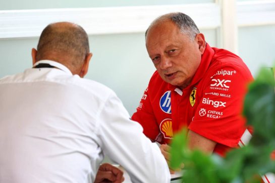 lltr Bruno Michel (FRA) F2 and F3 Chief Executive Officer with Frederic Vasseur (FRA) Scuderia Ferrari Team Principal.
30.04.2026. Formula 1 World Championship, Rd 4, Miami Grand Prix, Miami, Florida, USA, Preparation Day.
- www.xpbimages.com, EMail: requests@xpbimages.com © Copyright: Patching / XPB Images