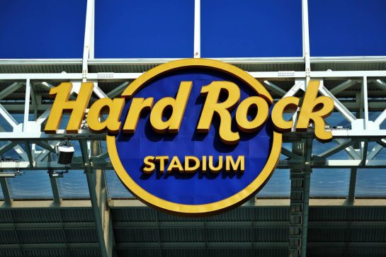 Paddock atmosphere - Hard Rock Stadium logo.
30.04.2026. Formula 1 World Championship, Rd 4, Miami Grand Prix, Miami, Florida, USA, Preparation Day.
- www.xpbimages.com, EMail: requests@xpbimages.com © Copyright: Rew / XPB Images