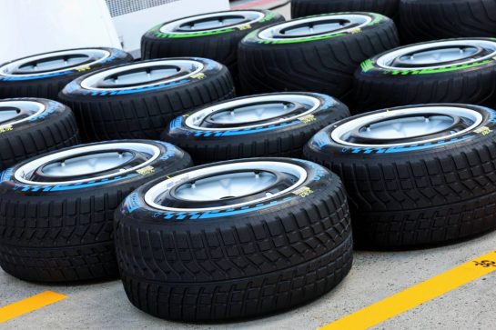 Wet and Intermediate Pirelli tyres.
21.05.2026. Formula 1 World Championship, Rd 5, Canadian Grand Prix, Montreal, Canada, Preparation Day.
- www.xpbimages.com, EMail: requests@xpbimages.com © Copyright: Batchelor / XPB Images