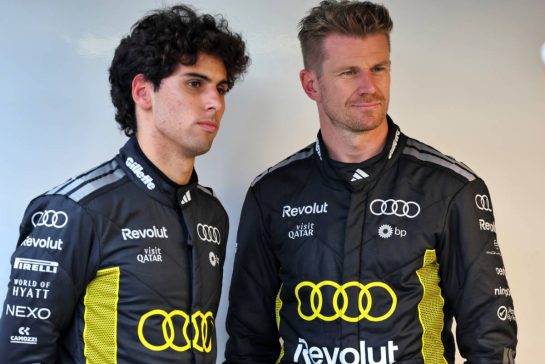 (L to R): Gabriel Bortoleto (BRA) Audi F1 Team with Nico Hulkenberg (GER) Audi F1 Team.
04.06.2026. Formula 1 World Championship, Rd 6, Monaco Grand Prix, Monte Carlo, Monaco, Preparation Day.
- www.xpbimages.com, EMail: requests@xpbimages.com © Copyright: Batchelor / XPB Images