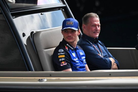 (L to R): Max Verstappen (NLD) Red Bull Racing with his father Jos Verstappen (NLD).
07.06.2026. Formula 1 World Championship, Rd 6, Monaco Grand Prix, Monte Carlo, Monaco, Race Day.
- www.xpbimages.com, EMail: requests@xpbimages.com © Copyright: Price / XPB Images