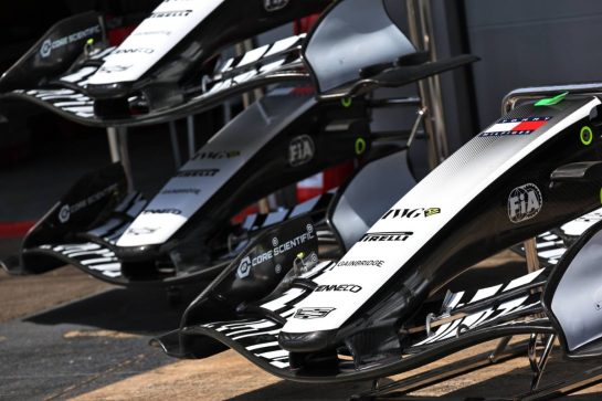 Cadillac Formula 1 Team MAC-26 front wings.
11.06.2026. Formula 1 World Championship, Rd 7, Barcelona-Catalunya Grand Prix, Barcelona, Spain, Preparation Day.
- www.xpbimages.com, EMail: requests@xpbimages.com © Copyright: Batchelor / XPB Images