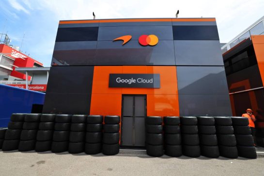 McLaren F1 Team engineering hub in the paddock.
11.06.2026. Formula 1 World Championship, Rd 7, Barcelona-Catalunya Grand Prix, Barcelona, Spain, Preparation Day.
- www.xpbimages.com, EMail: requests@xpbimages.com © Copyright: Rew / XPB Images
