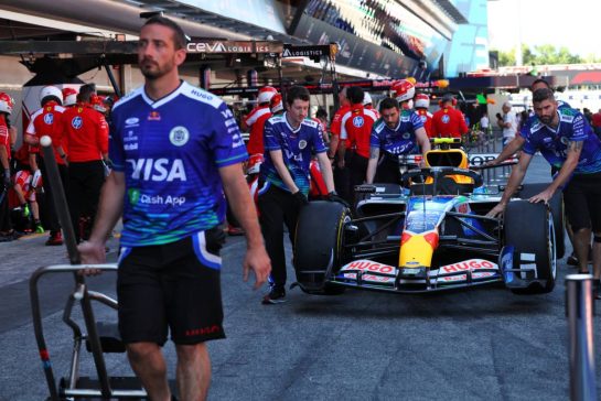 Racing Bulls Formula One Team VCARB 03 in the pits.
11.06.2026. Formula 1 World Championship, Rd 7, Barcelona-Catalunya Grand Prix, Barcelona, Spain, Preparation Day.
- www.xpbimages.com, EMail: requests@xpbimages.com © Copyright: Patching / XPB Images